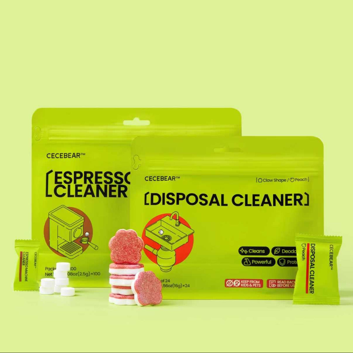 A child holding a spray cleaner bottle at the sink with his smiling mom in the background