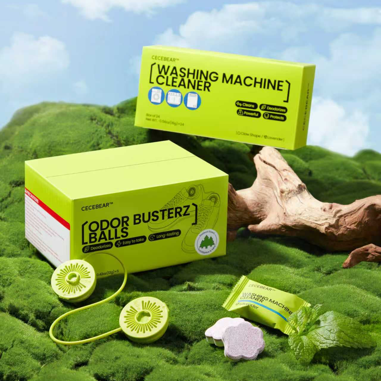 A child holding a spray cleaner bottle at the sink with his smiling mom in the background