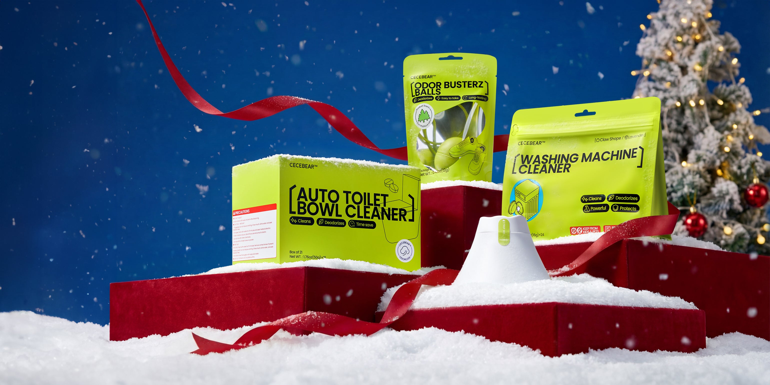 Hand holding a white dishwasher tablet against a blue sky background