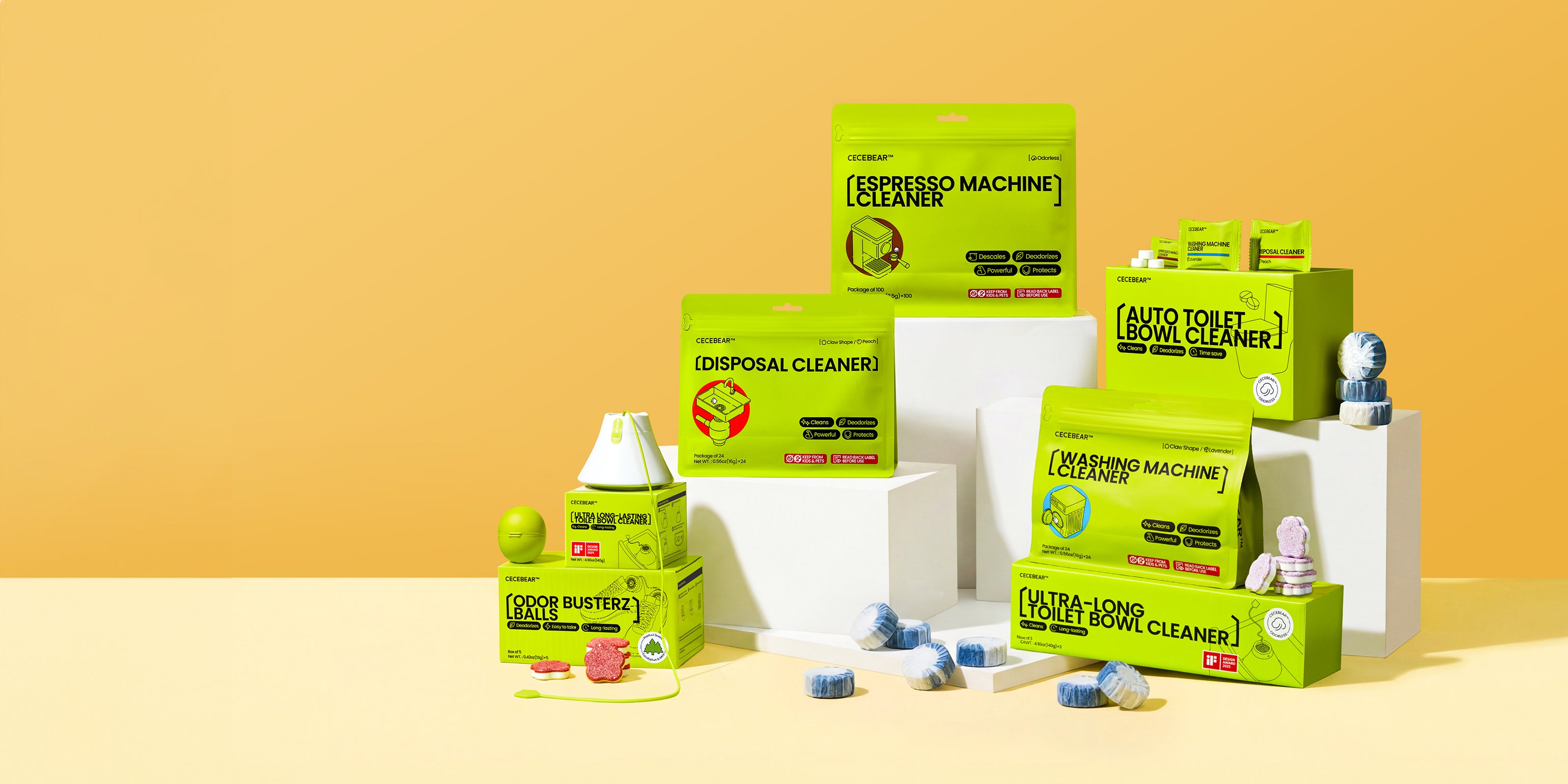 Hand holding a white dishwasher tablet against a blue sky background